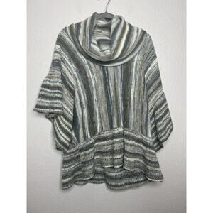 JOHN MARK Cowl Neck Knit Sweater Kimono Sleeve Multicolor Boho Artsy Small Med